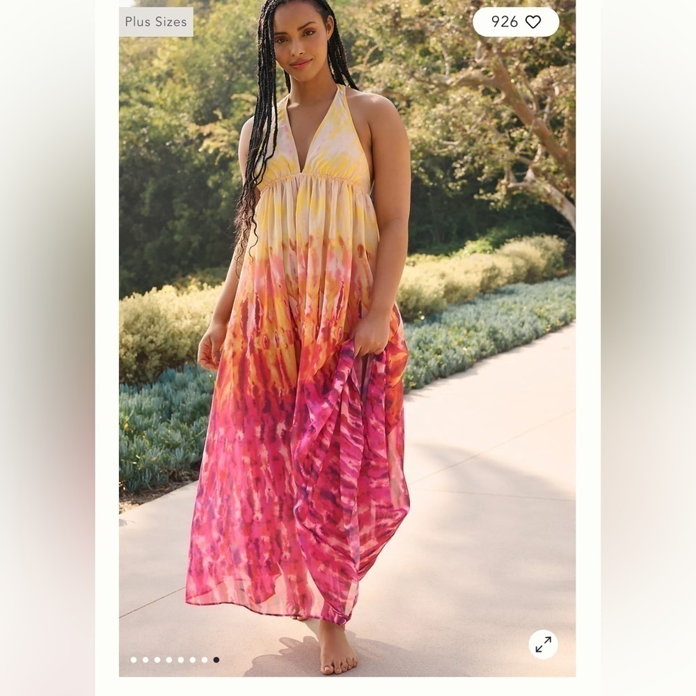 Anthropologie Sleeveless Tiered Maxi Dress yellow pink colorful bright summer - Picture 12 of 12